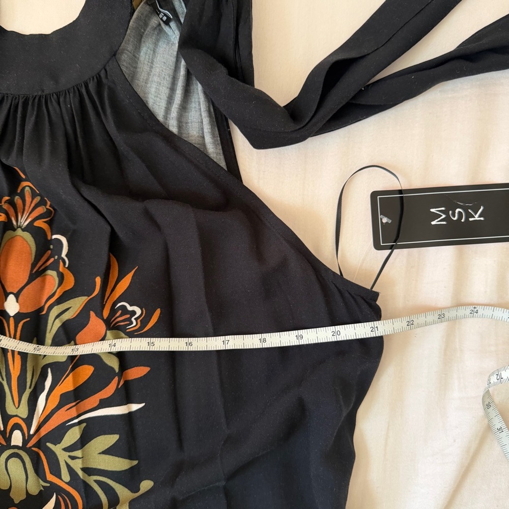 NWT MSK Size Large Black A-line Maxi Dress with floral Design - Picture 3 of 10